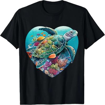 Sea Turtle Beach Lover Ocean Animal Graphic Novelty Womens T-Shirt