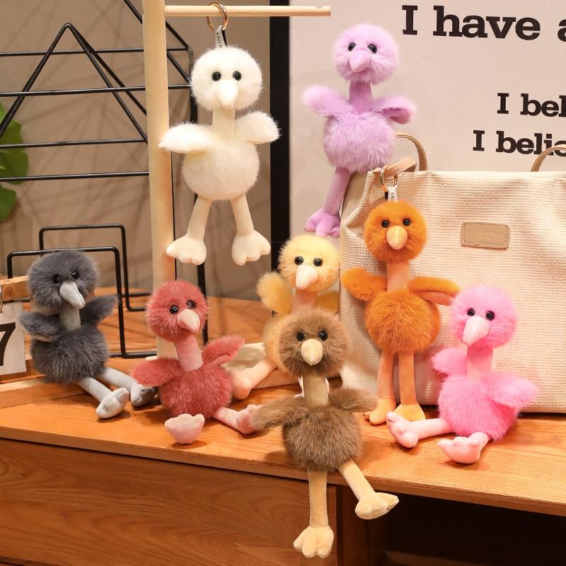 Ostrich Plush Toy Soft Stuffed Doll Cartoon Animal Keychain Pillow Pendant For Kids Car Bag Decor Xmas Gift
