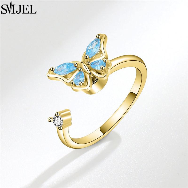 Anelli Antistress Ansia Fidget per Donna Multipli Cristallo Fiore Sole Cuore Metallo Spinner Anello Rotante Gioielli da Matrimonio