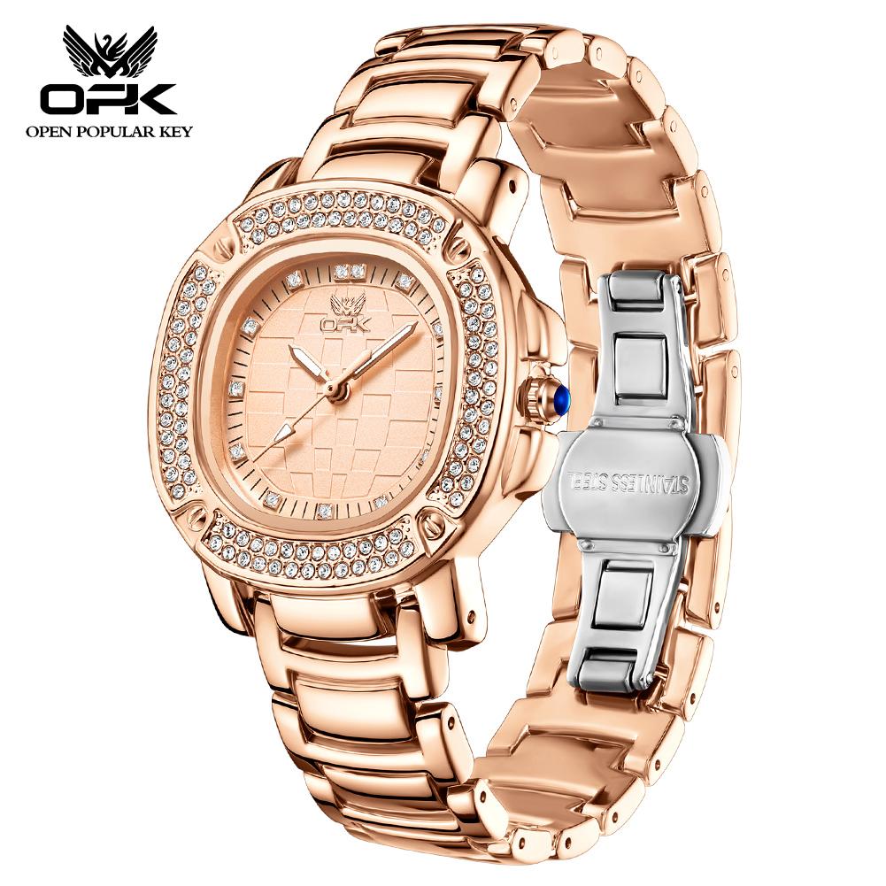 OPK 6084 Woman Watch Elegant Luxury Diamond Bezel Original Quartz Ladies Watch Fashion Waterproof Elegant Wrist Watch For Women