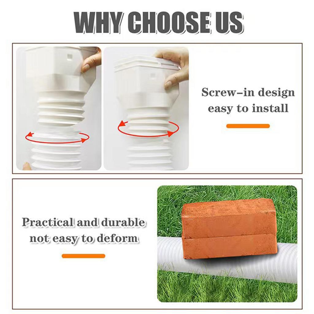 2 Pack Rain Gutter Downspout Extensions Flexible Down Spout Drain Extender with 3x4in and 2x3in