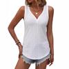 Summer Deep V Neck Low Cut Tank Tops New Hollow Out Blouse Fashion Elegant Sweet Slim Fit Top Women's Sleeveless Simple Casual Clothing
