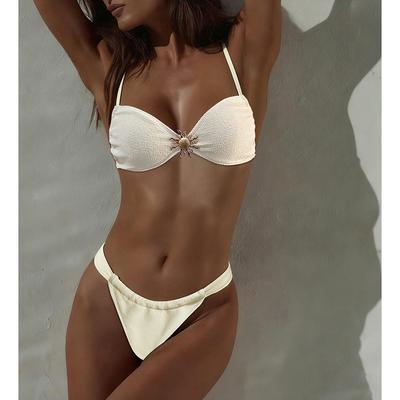 Strappy String Bikinis Sexy Triangle Swimsuit Women Solid Swimwear Female Bathers Bathing Swimming Suit Padded Beachwear
