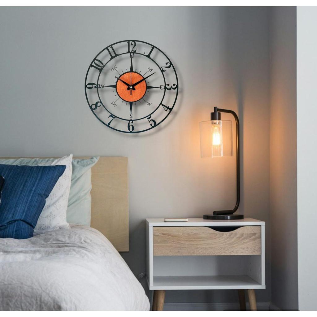 Morden Metal & Wooden Analog Wall Clock for Living Room Bedroom Office Kitchen Stylish Wall Clock for Home and Hall Designer Big Size Modern
