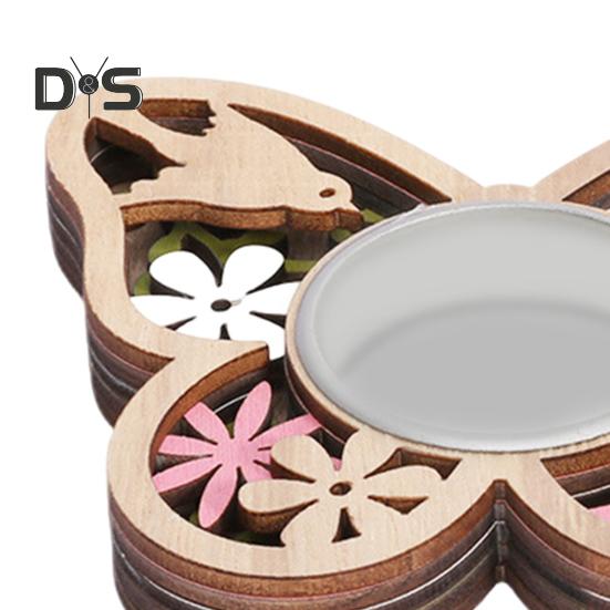Wood Carving Butterfly Candle Holder Love Heart Votive Tealight Candle Stand Living Room Bathroom Candlestick Decoration Table Centerpiece