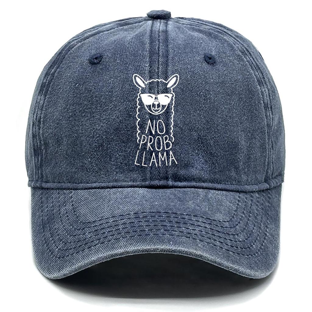 NO PROB LLAMA" Print Adjustable Sun Hat, Animal Alpaca Man's Cap Sun Visor Breathable Fashion Stylish Snapback Baseball Hat