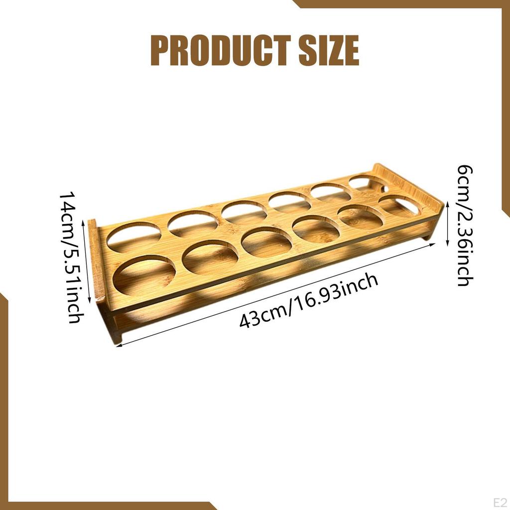 Compact Bamboo Glass Organizer Tray with 12 Holes for Serving Glasses, Ideal Parties And Hotels.