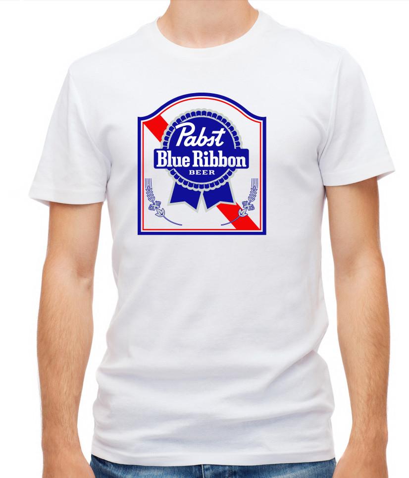 

Pabst Blue Ribbon Beer, Short Sleeve White T Shirt Men F018 S