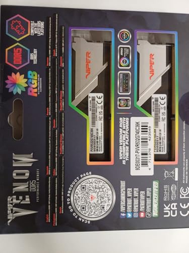 Patriot Viper Venom RGB DDR5 32GB (2 x 16GB) 7400MHz UDIMM Desktop Gaming Memory KIT - PVVR532G740C36K