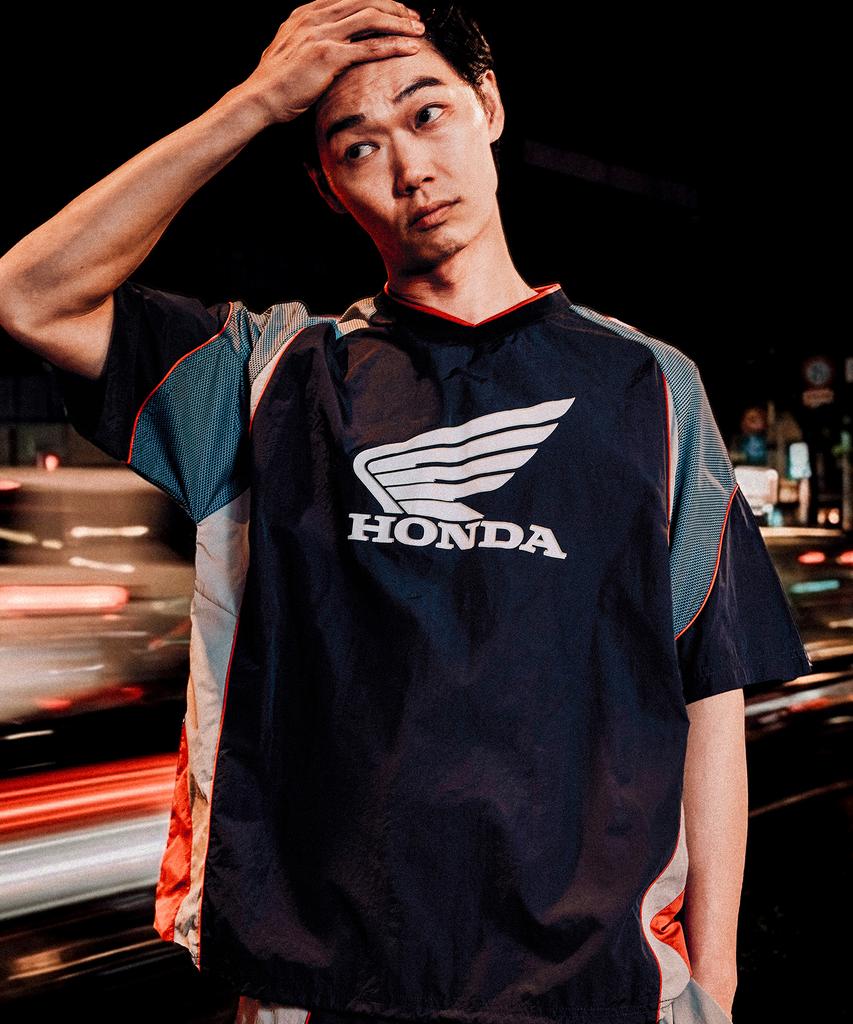 PHYPS MOTORCYCLE Speed Track Nylon T-Shirt Navy