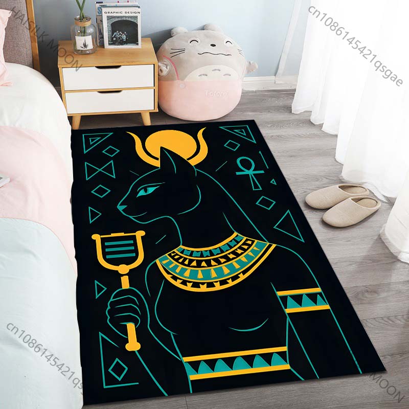 

1PC Egyptian Goddess, Cat Face, Hieroglyphs Carpet for Living Room Bedroom Sofa Home Decor Rus Non-slip Floor Mat Area Rug 40cm x 60cm