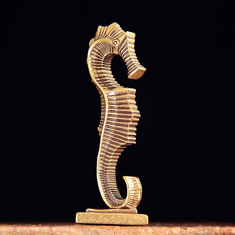 Solid Brass Seahorse Desktop Ornament Animal Figurine Home Office Decor Craft Gift Seahorse