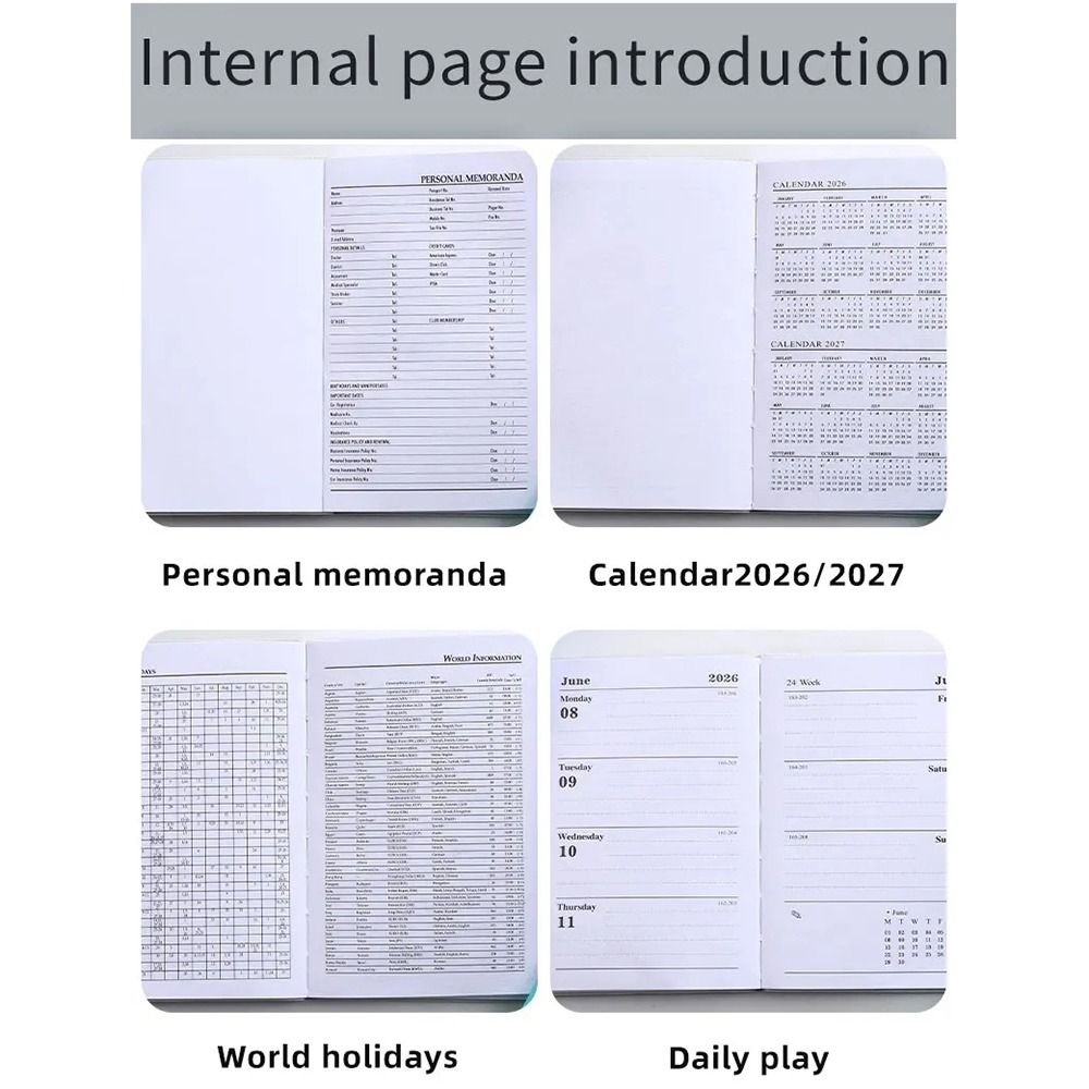 2Pcs Mini Portable A7 Planner Book 2026 Pocket Diary Journal Agenda Book  Weekly Calendar