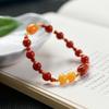 Kinesisk Retro Nan Röd Agat & Honungsvax 925 Silver Pärlarmband
