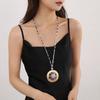 Pendant Fashion Vintage Haute Necklace Maillard Temperament Oval Ladies Long Sweater Necklace