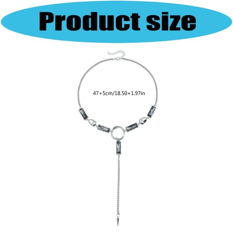 Elegante unregelmäßige Y-Form Halskette mit quadratischen dunklen Kristallen für Damen Modeschmuck Schlüsselbein Kette Schmuck Geschenk