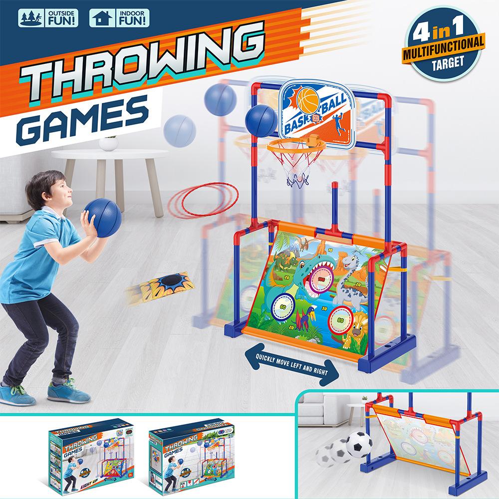 4 in 1 leuchtender mobiler Basketball-Fußballständer, Kinderballsport-Spielzeuganzug