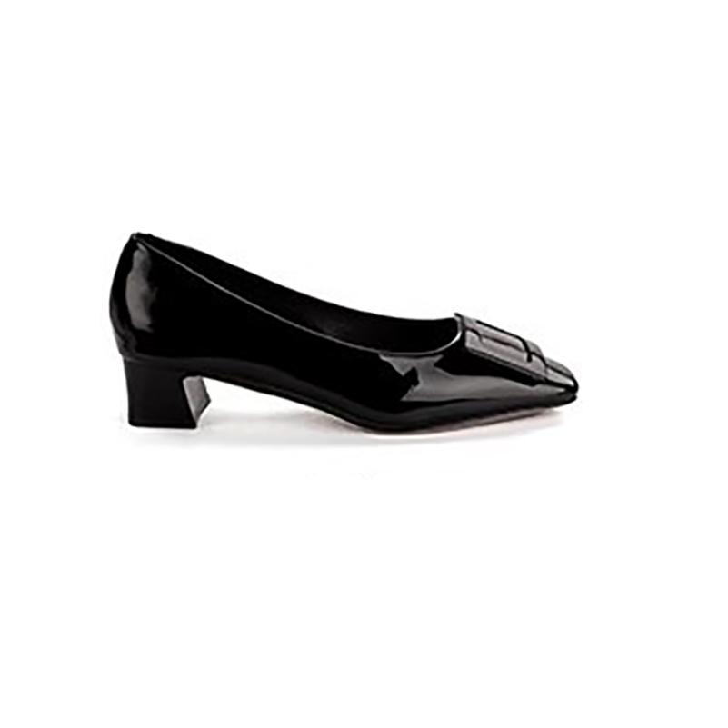 

Женские туфли-лодочки с квадратным носком на массивном среднем каблуке, перчатки с металлическими украшениями, женская модная карьерная обувь, весна-осень, черные 40 34 чёрный