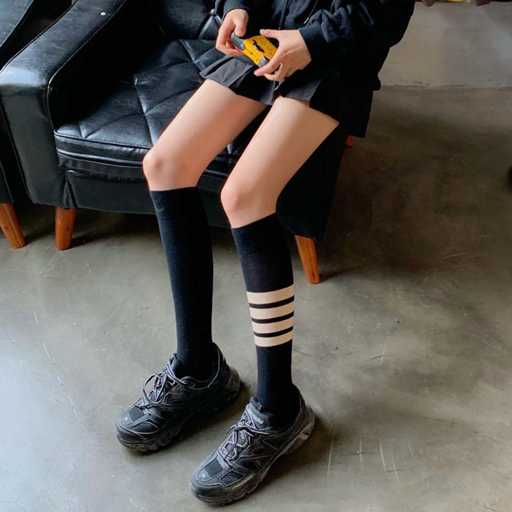 

Elastic Sexy Cotton JK Sport Student Striped Socks Knee High Socks Hosiery Women Stockings