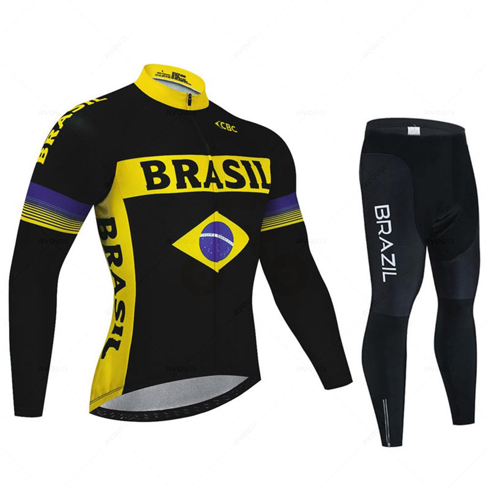 2026 Brazil Summer Long Sleeve Cycling Clothing Set Team Jersey Men Suit Breathable Outdoor Bike MTB Clothing Paded Ciclismo Maillot
