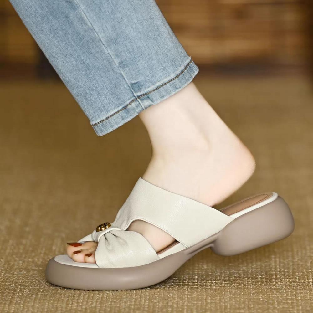 Female Shoes Slippers Women Summer Rubber Flip Flops Platform Heeled Mules Slides Fashion Med 2024 Hawaiian Beach Flat High Soft