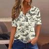 Women's T Shirt Halloween Print Button Short Sleeve Daily Weekend Fashion Basic V- Neck Regular Top