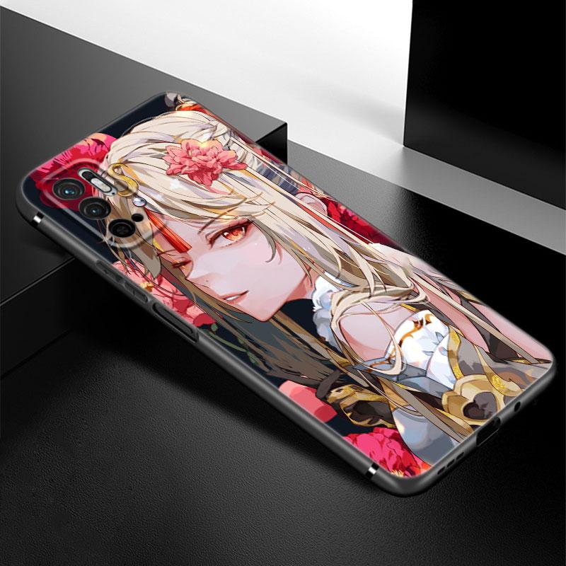 Genshin Impact Raiden Shogun Baal Case For Xiaomi Redmi Note 7 8 9 10 Lite 11 11E 11T 12 Pro 11S 4G 10T 5G 8T 9S 10S Black Cover