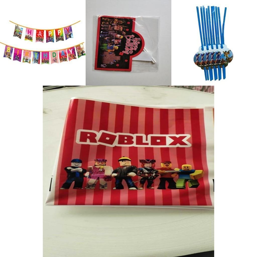 Colorful Roblox Birthday Decoration Set Featuring Banners Balloons And Cake Toppers For Kids