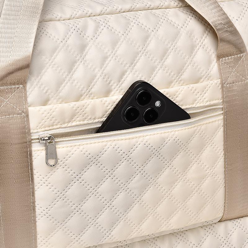 Solid Color Unisex Travel Luggage Zipper Tote Bag, Multifunctional With Independent Shoe Compartment, Large Capacity For Easy Outdoor Storage