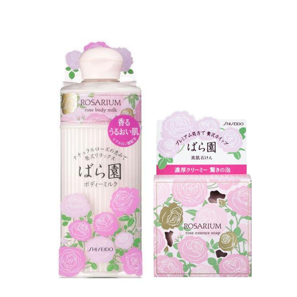 Shiseido Rosarium Rose Garden Rose Body Milk RX 200ml  Rose Essence Soap RX 100g