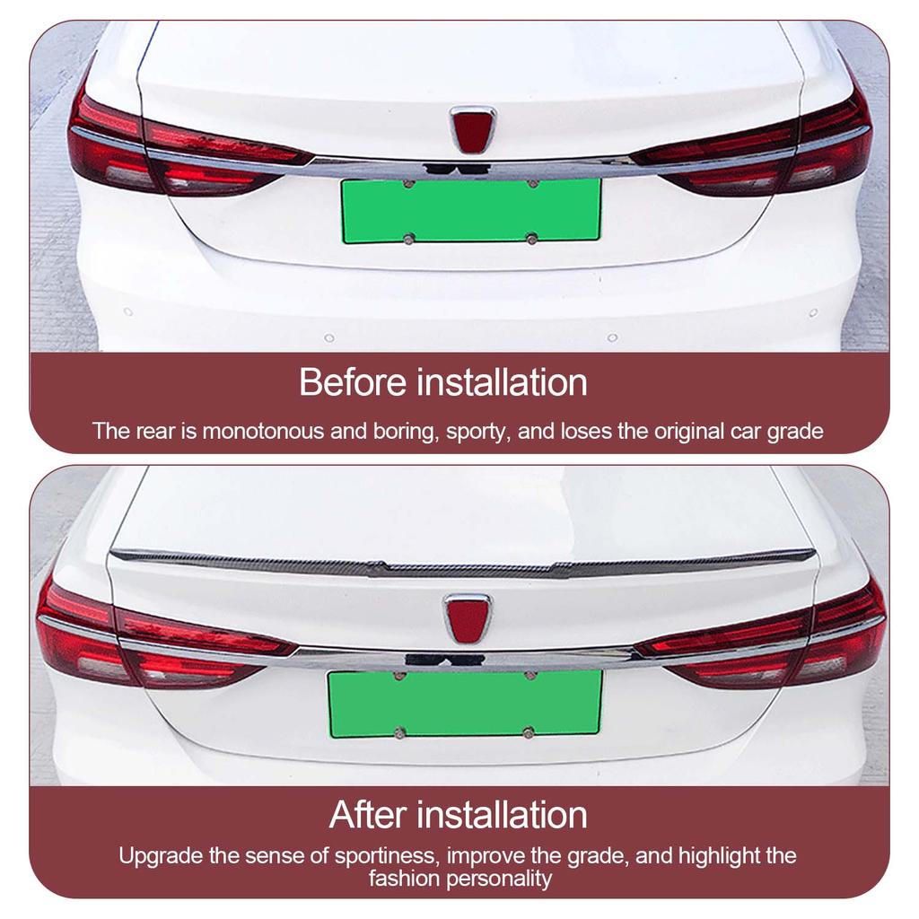 3-Piece Universal Car Rear Trunk Spoiler Wing Kit, DIY PU Soft Plastic Rubber Lip Wing, for Auto Body Styling & Stability