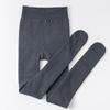 Women's Autumn/Winter Vertical Stripe Black & Gray Fleece-Lined Slimming Tights