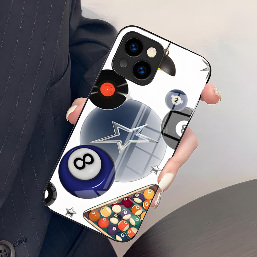 Billiard Fashion Number 8 Phone Case For IPhone 17 Pro Max 15 Pro 16 14 Plus 12 13 Mini 11 Pro Shockproof Glass Cover