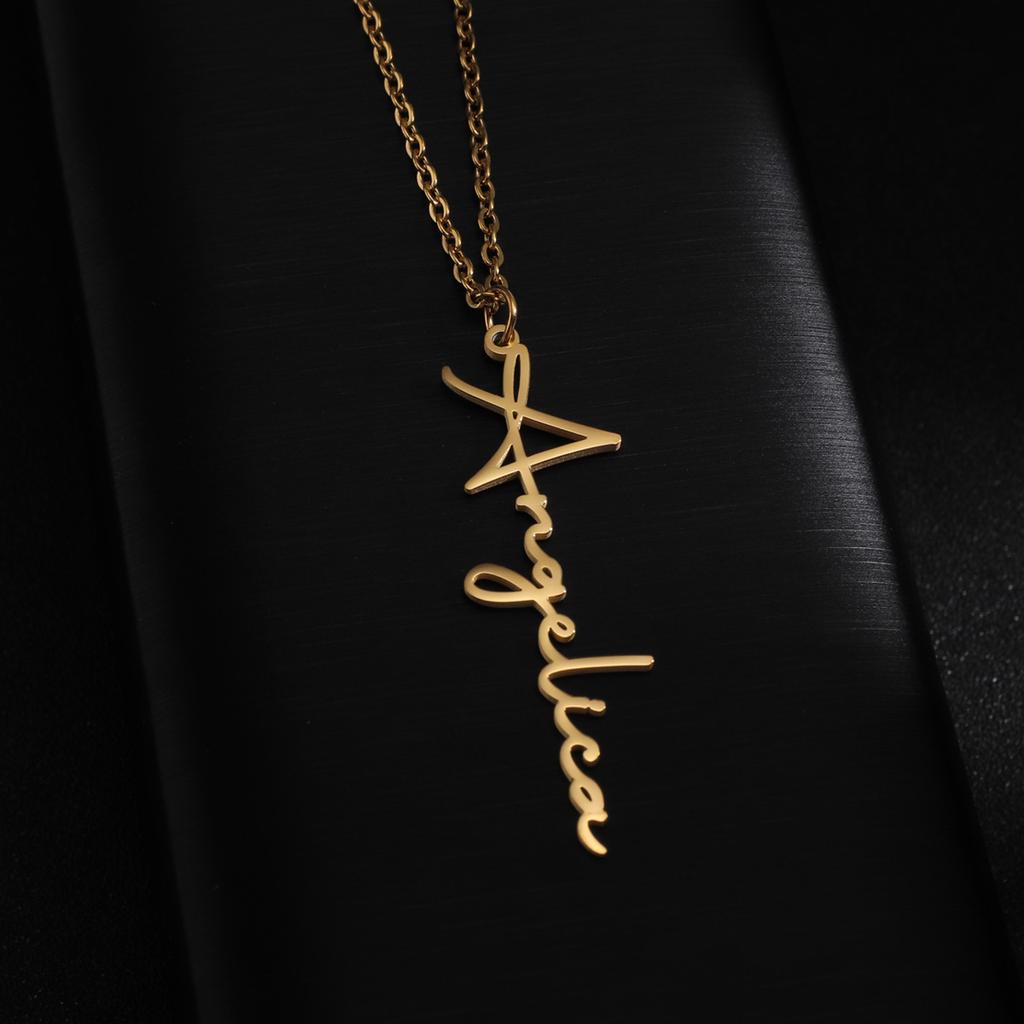 Atoztide Personalized Custom Name Necklaces One Hole Nameplate Pendant for Women Stainless Steel Link Chain Jewelry Gift
