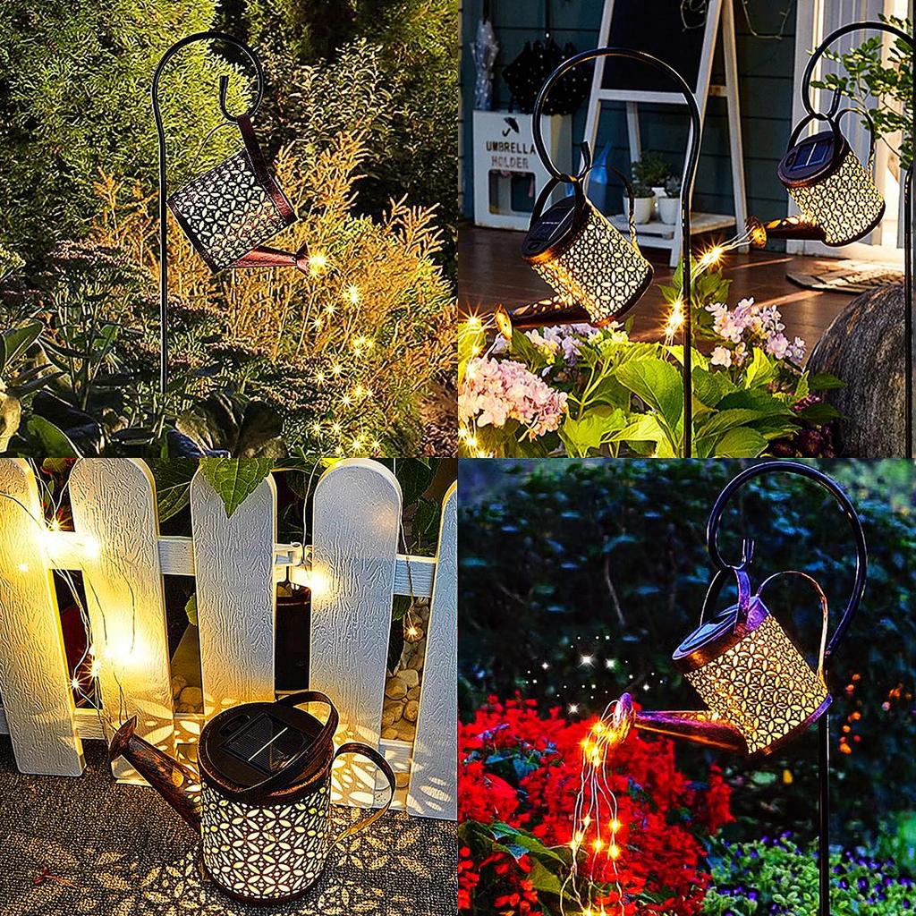 Iron Hollow Lamp Metal Solar Panel Kettle Lamp LED Outdoor Garden Waterproof Courtyard Decoration