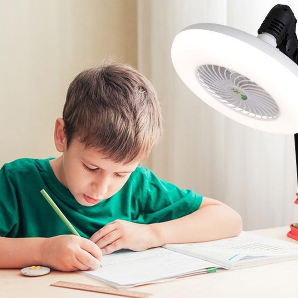 Mini LED Ceiling Fan with Light E27 Lamp Head 3-Blade Modern Fan Lamp Wide-voltage for Home Dormitory Office