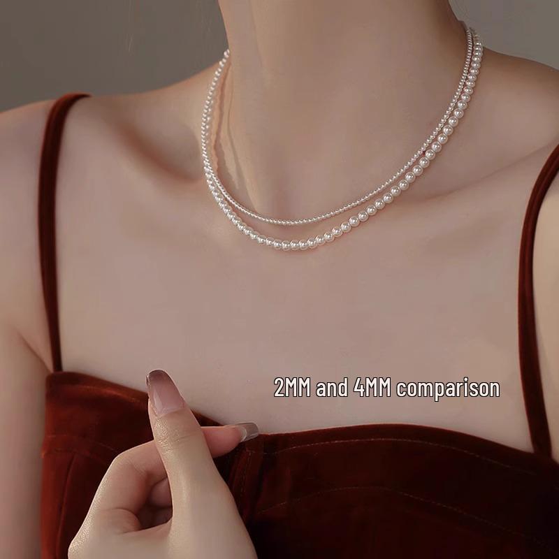 High-Gloss Mother-of-Pearl Necklace: Women's Exquisite, Durable, Strong Light Baby Rice Beads Clavicle Chain