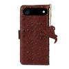 For iPhone 17 Air Case RFID Blocking Genuine Cow Leather Phone Case Ostrich Texture