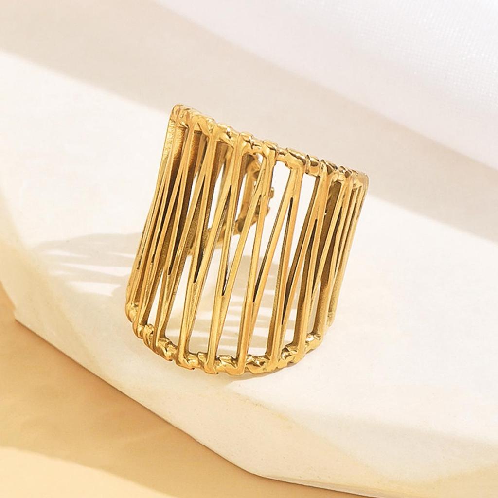 Ins Style Irregular Geometric Stainless Steel Colorfast Open Ring