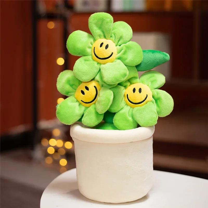 30cm Zonnebloem Bloempot Pluche Huisdecoratie Po Prop Gevuld Zacht Plant Kleurrijke Lachende Bloem Grappig Cadeau Voor Kinderen Vrienden 28-30cm
