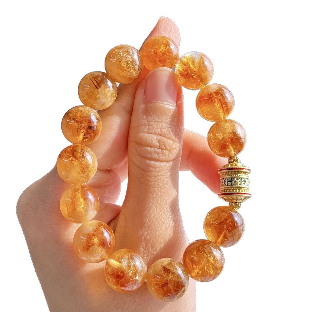12Mm Vintage High Quality Natural Caramel Honey Milk Cover Huangta Crystal Citrine Bracelet Bracelet