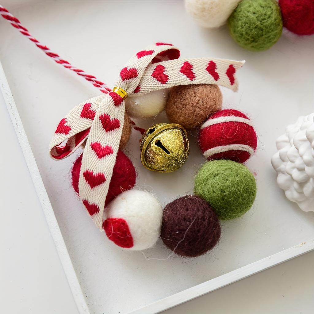 1pc Christmas Decoration,Mini Wool Ball Bell Garland Pendant for Christmas Tree,Christmas,Garland Vine Decoration,Home Decorat