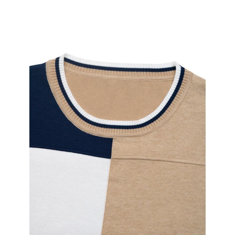 Rundhals Colorblock Strickpullover Damen Casual Pullover Top