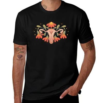 Damlivmoder med blommor och blad i retrostil T-shirt t-shirts för man grafisk vintage T-shirt