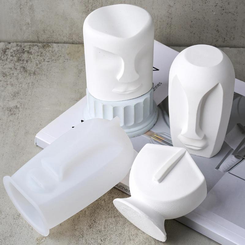 Nordic Design Silicone Candle Mold DIY Abstract Human Face Column  Soap Molds Plaster Resin Craft Making Home Decor Art Gifts