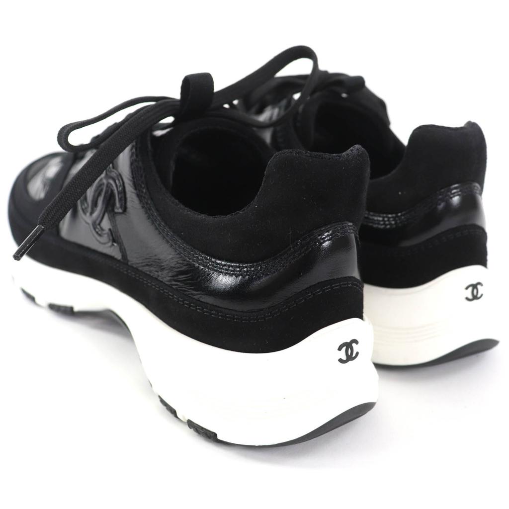 Pristine CHANEL Low cut sneakers COCO Mark black leather Women 37 G46609 Used