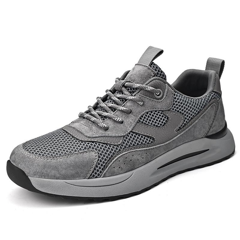 

Мужские сетчатые дышащие кроссовки. Летняя мужская обувь. Нескользящие износостойкие повседневные кроссовки. Универсальные кроссовки из натуральной кожи. 44 серый