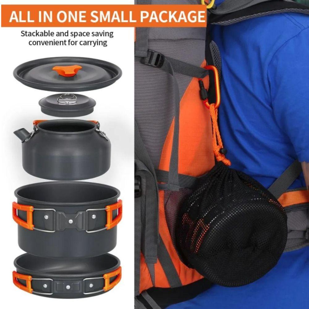 Frying Pan Outdoor Cookware Set Kettle Picnic Pot Set Camping Tableware Kitchen Equipment