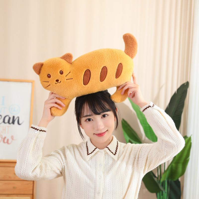 Cute baguette cat doll plush toy toast cat doll sofa cushion girl bed throw pillow cloth baby