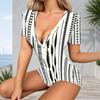 Women Plus Size Black Golden Printed V Neck Short Sleeve Fitted Short Romper